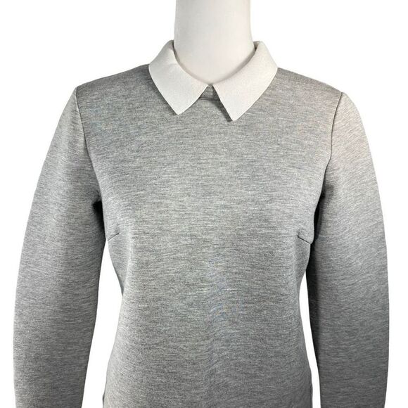 Club Monaco Small Women's Gray White Neoprene Sweatshirt Polo Collar Top - Picture 11 of 13